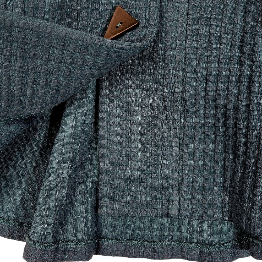 IC by Connie K Size Small Teal Green A-line Textured Knit Blazer Hi Low Hem - Picture 8 of 15